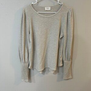 Everly Knit Oatmeal Ivory Long Sleeve Crewneck Top Sweater Women's Size Large